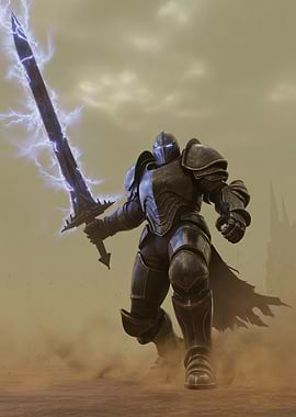 Armored Warrior with Lightning Sword