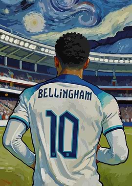 Football Player Bellingham in Starry Night Stadium
