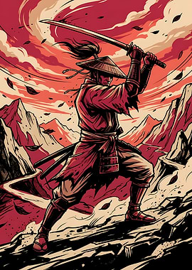 Ronin Katana Fury Warrior Vector Art