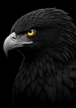 Black Eagle with Yellow Eyes
