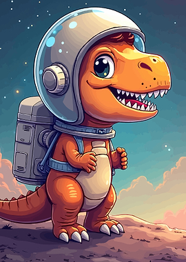 Astronaut Dinosaur in Space
