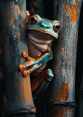 Frog on Bamboo