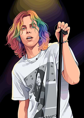 The Kid LAROI with Rainbow Hair