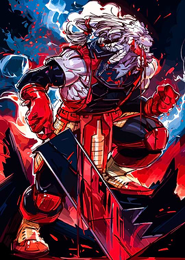 Fierce Warrior with Lion-like Features