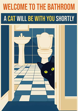 Cat in the Bathroom Poster