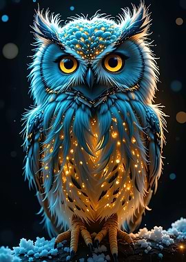Enchanted Owl with Golden Lights