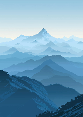 Misty Mountain Range Landscape