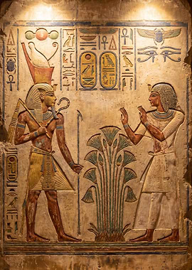 Ancient Egyptian Relief Carving With King and Queen