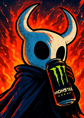 Hollow Knight Character Drinking Monster Energy