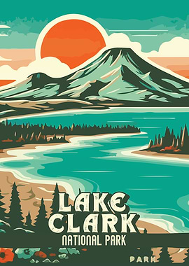 Lake Clark National Park Vintage Poster