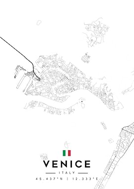 Venice Italy Map Minimalist Design
