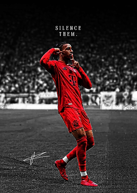 Footballer in Red Kit Silencing Crowd