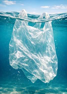 Plastic Bag Polluting Ocean