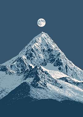 Moonlit Snowy Mountain Peak