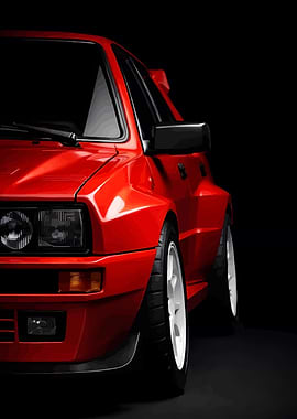 Red Lancia Delta Integrale on Black Background