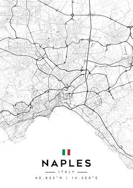 Naples Italy Map Minimalist Ink