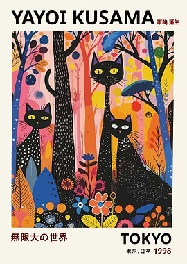 Yayoi Kusama Cats in Forest