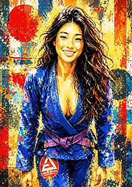 Jiu-Jitsu Practitioner in Vibrant Art Style