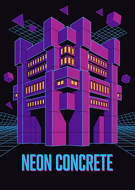 Neon Concrete Retro Building