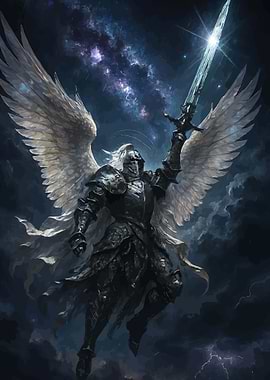 Angel Warrior with Sword in Space