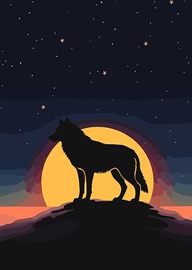 Wolf howling at the moon