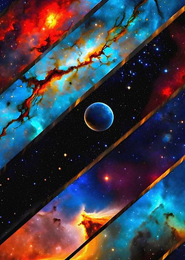 Collage of Nebulae and Planets