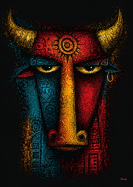 Primal Bull Totem – Expressionist Abstract Wall Art