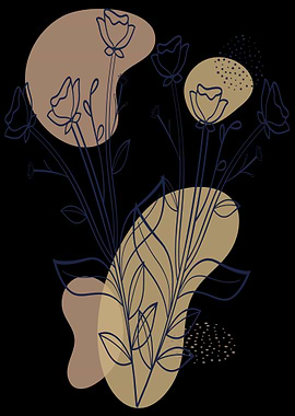 Abstract Floral Line Art