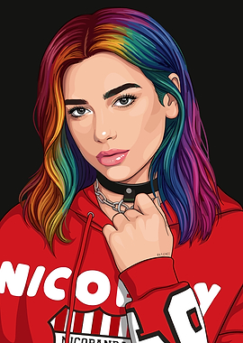 Dua Lipa with Rainbow Hair