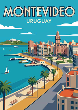 Montevideo Uruguay Vintage Poster