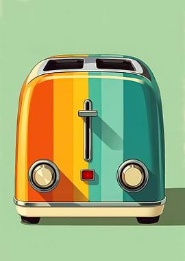Retro Toaster Kitchen Art - Mid Century Modern Decor - Vintage Kitchen Gift