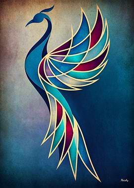Art Deco Phoenix – Geometric Abstract Wall Art
