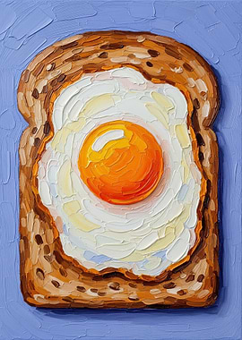 Fried Egg on Toast Painting
