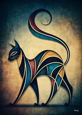 Art Deco Cat – Geometric Abstract Wall Art