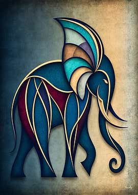 Art Deco Elephant – Geometric Abstract Wall Art