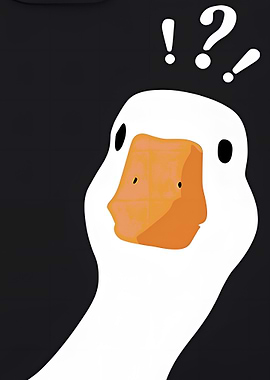 Confused Goose with Exclamation and Question Marks