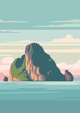 Tropical Island Mountain Landscape