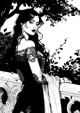Gothic Woman in Lace Dress