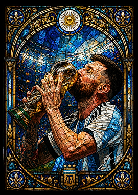 Lionel Messi kissing the World Cup trophy