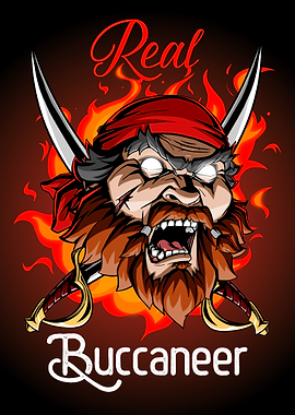 Fierce Pirate with Swords and Flames