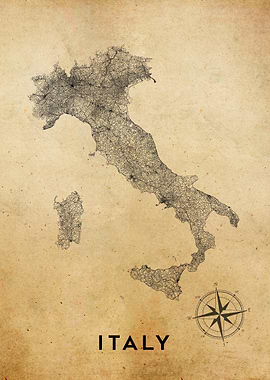 Italy Map Vintage