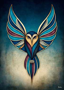 Art Deco Owl Spirit – Geometric Abstract Wall Art