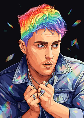 Sam Fender with Rainbow Hair