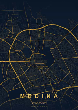Medina Saudi Arabia Map Art