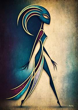 Art Deco Alien – Geometric Abstract Wall Art