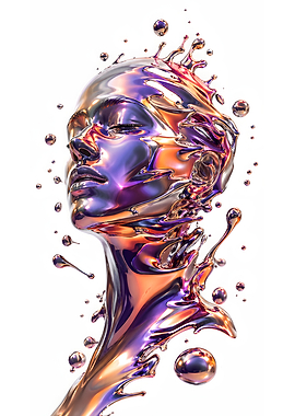 Liquid Metal Face Sculpture