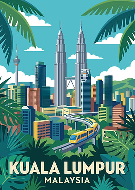 Kuala Lumpur Skyline with Train