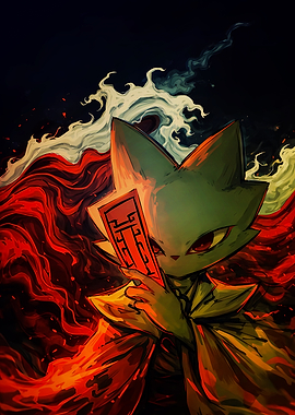 Mysterious Cat Holding a Talisman