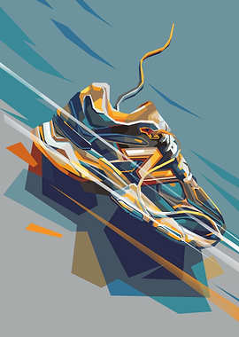 illustration of running shoes in pop art style
