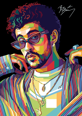 Bad Bunny Pop Art Portrait